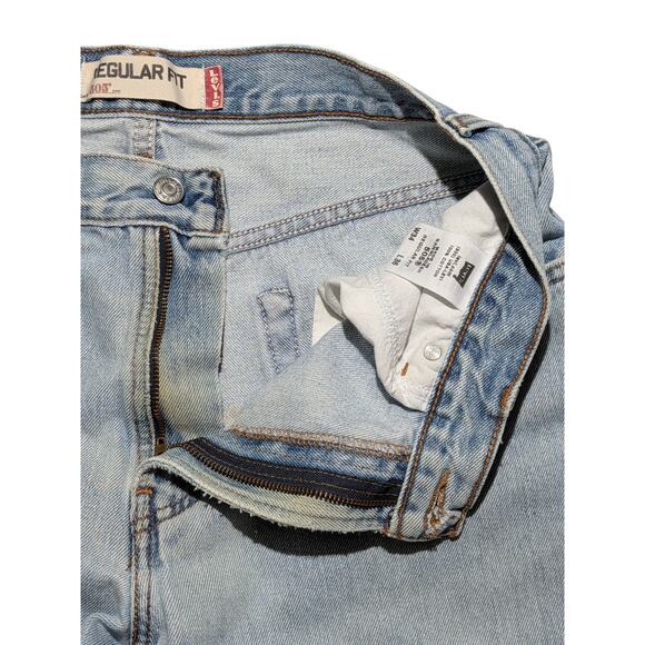 Levi’s 505 Regular Fit Jeans Light Wash Men’s 34x36 Straight Leg Distressed Fade - Picture 5 of 15